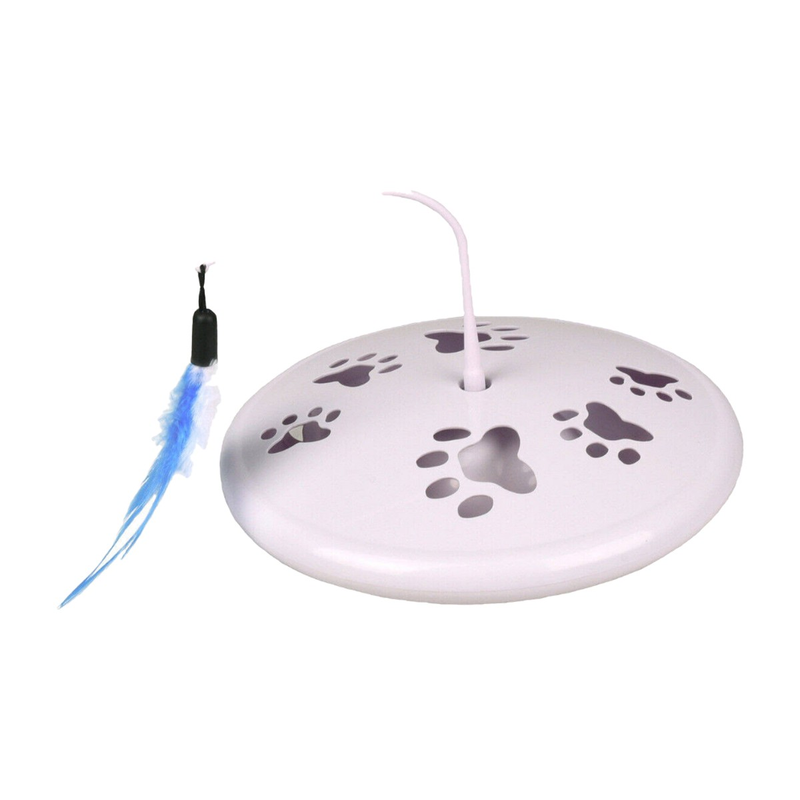 Juguete electrónico para gatos 3 en 1 con plumas y golosinas