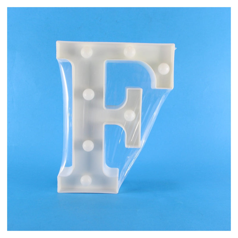 Letra LED decorativa «F» con luz cálida