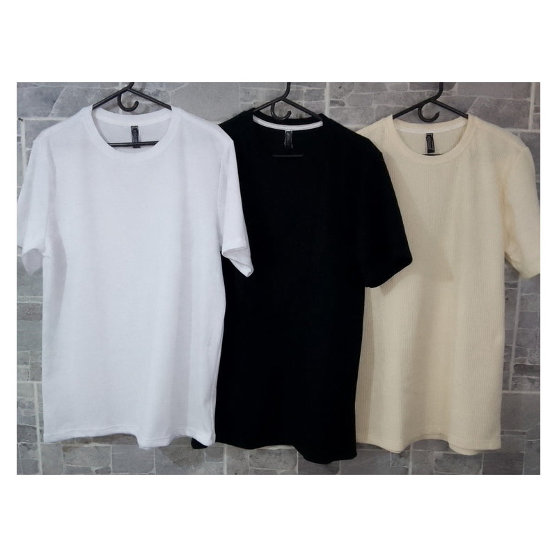 Camiseta con textura tipo gofre para hombre, tallas S, M y L