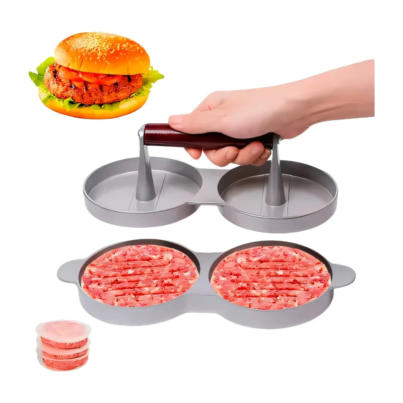Molde prensa doble manual para hamburguesas