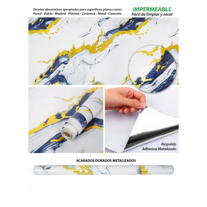 Papel vinilo adhesivo metalizado, 60 cm × 10 m