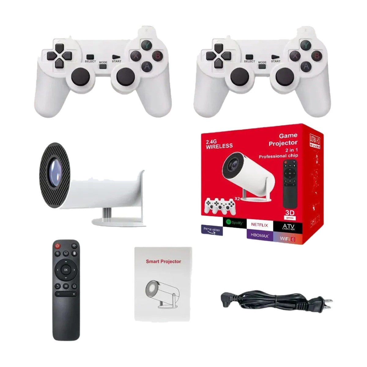 Proyector Android TV con consola de videojuegos retro incorporada