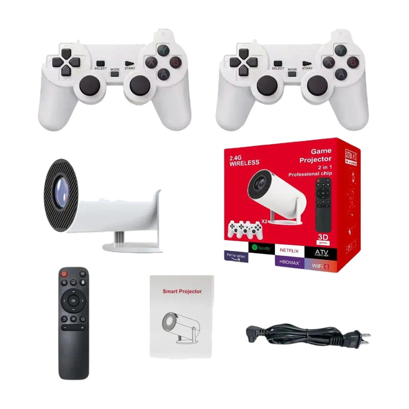 Proyector Android TV con consola de videojuegos retro incorporada