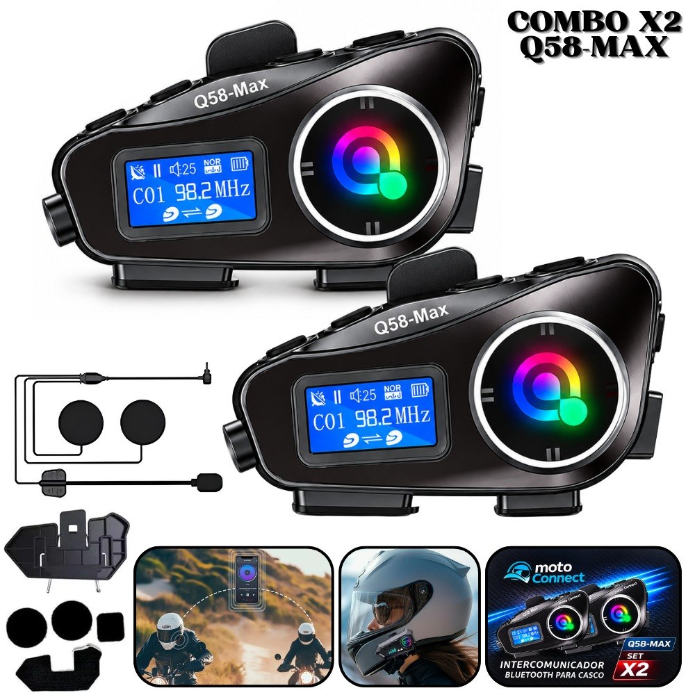 Combo x 2 intercomunicadores para casco Q58-MAX