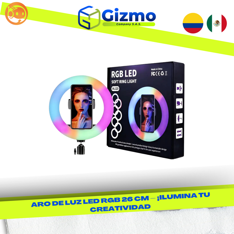 Aro de luz LED RGB de 26 cm