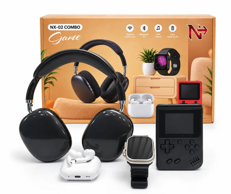 Combo NX-02: reloj inteligente, audífonos, consola y diadema