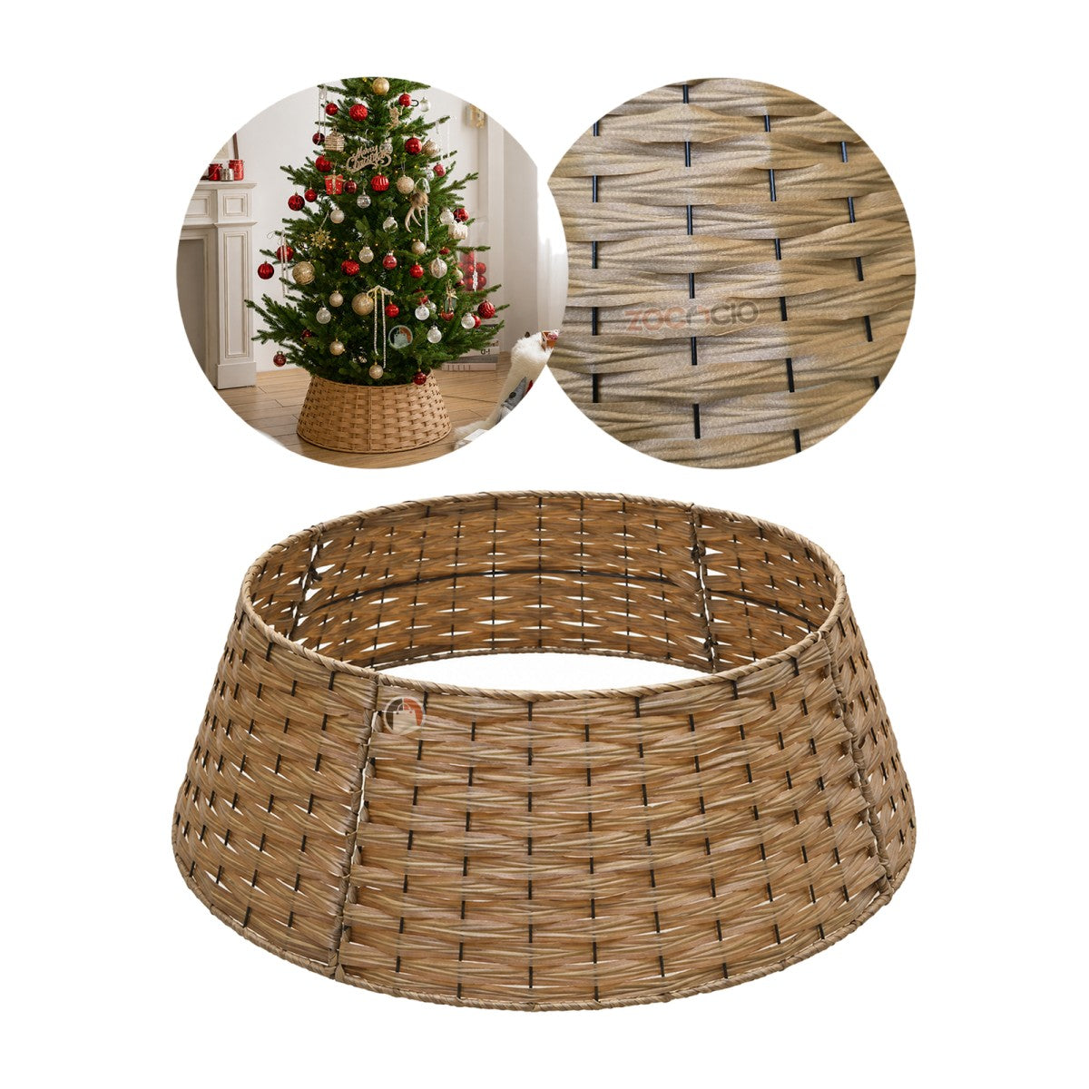 Collar decorativo para pie de árbol de Navidad, fibra de papel