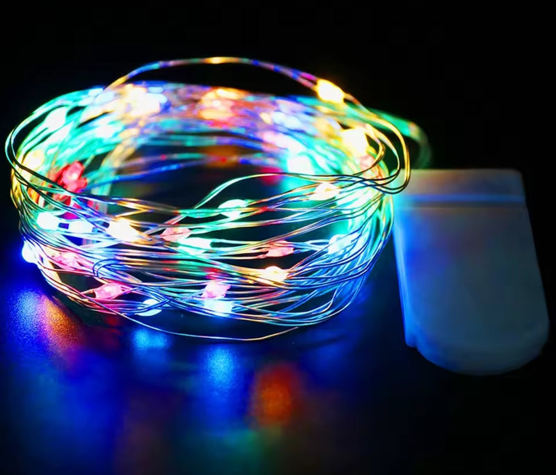 Luces micro LED de alambre de cobre de 5 m a pilas