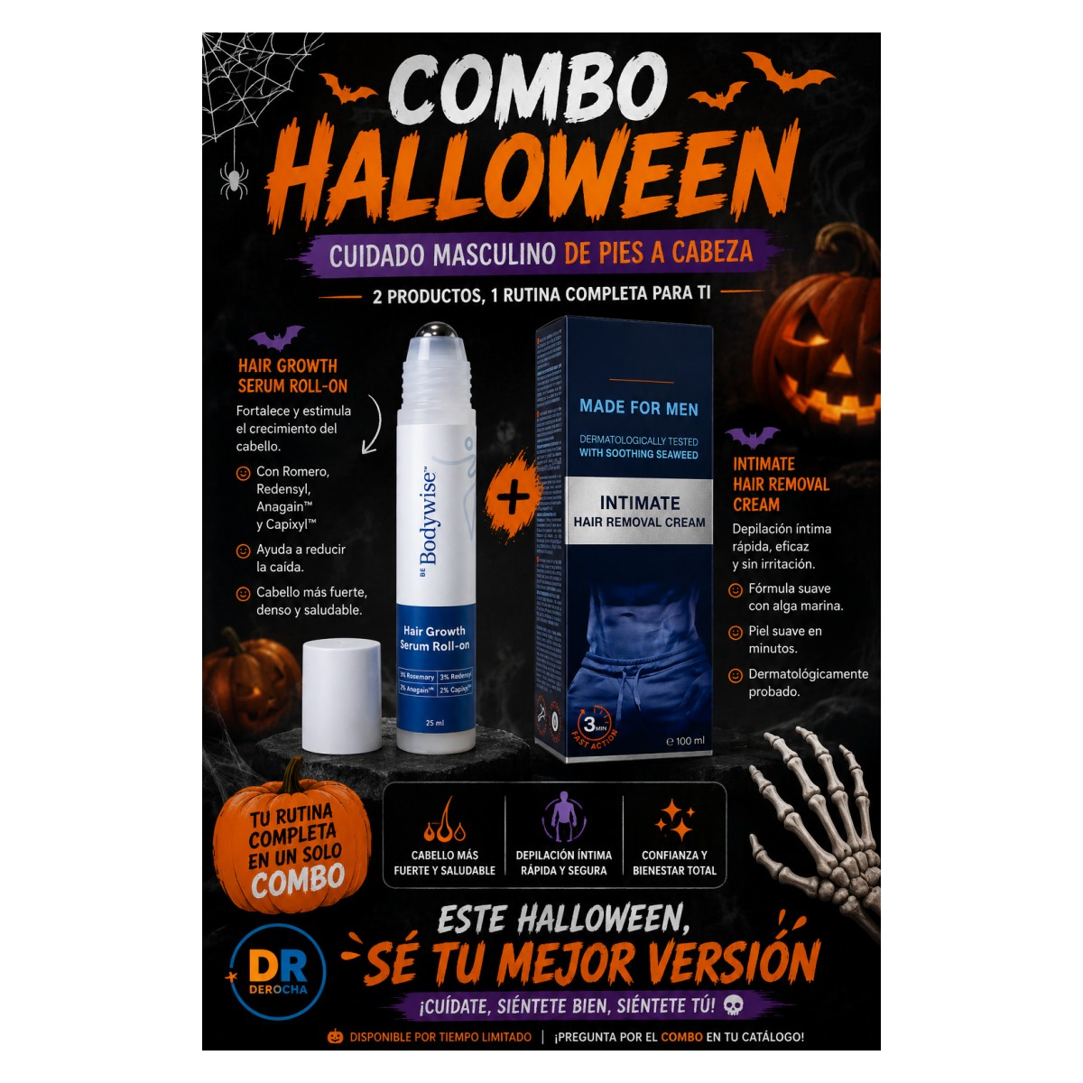 Combo cuidado masculino: sérum capilar y crema depilatoria