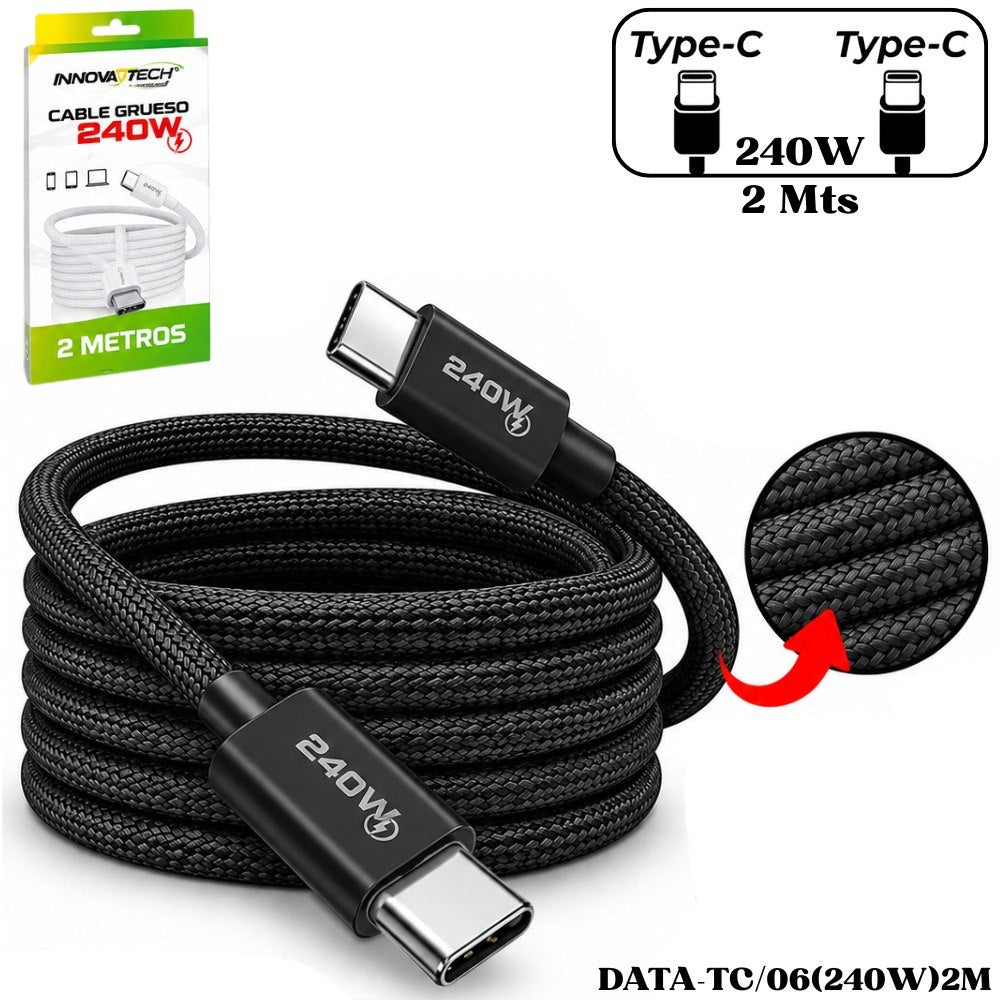 Cable USB tipo C a tipo C de 2 m 240 W