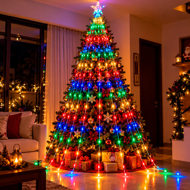 Estrella navideña con ramal de luces LED