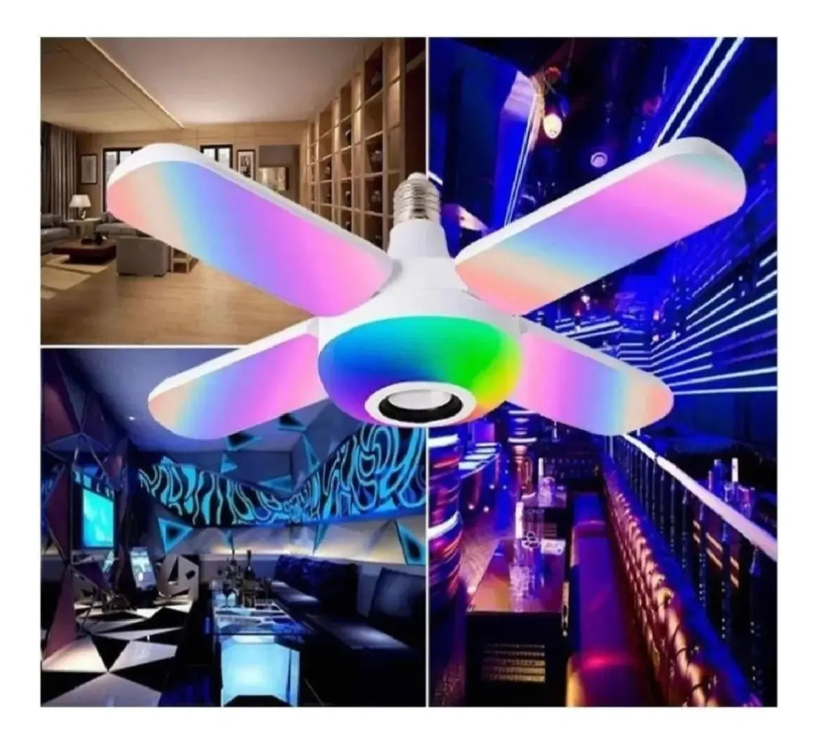 Bombillo parlante LED RGB con 4 aspas plegables