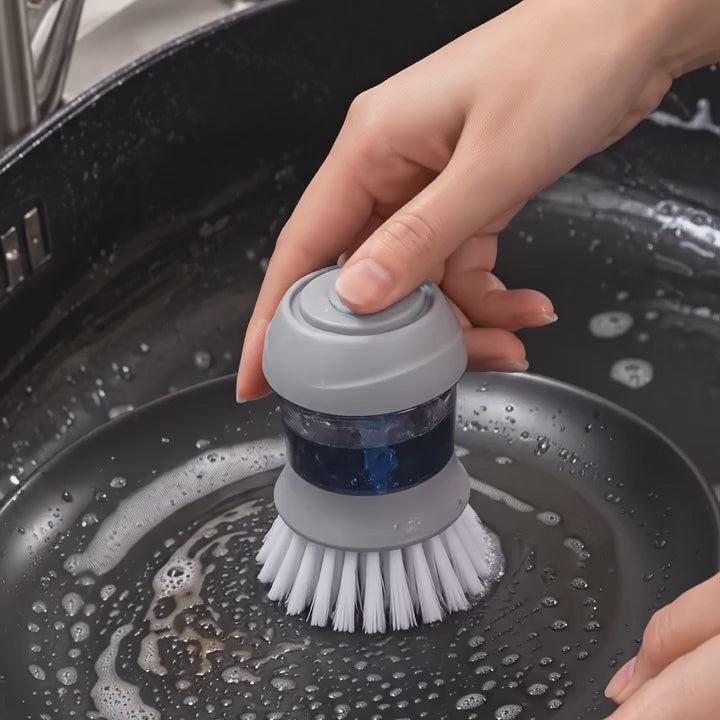 Video del cepillo lavaplatos con dispensador de jabón