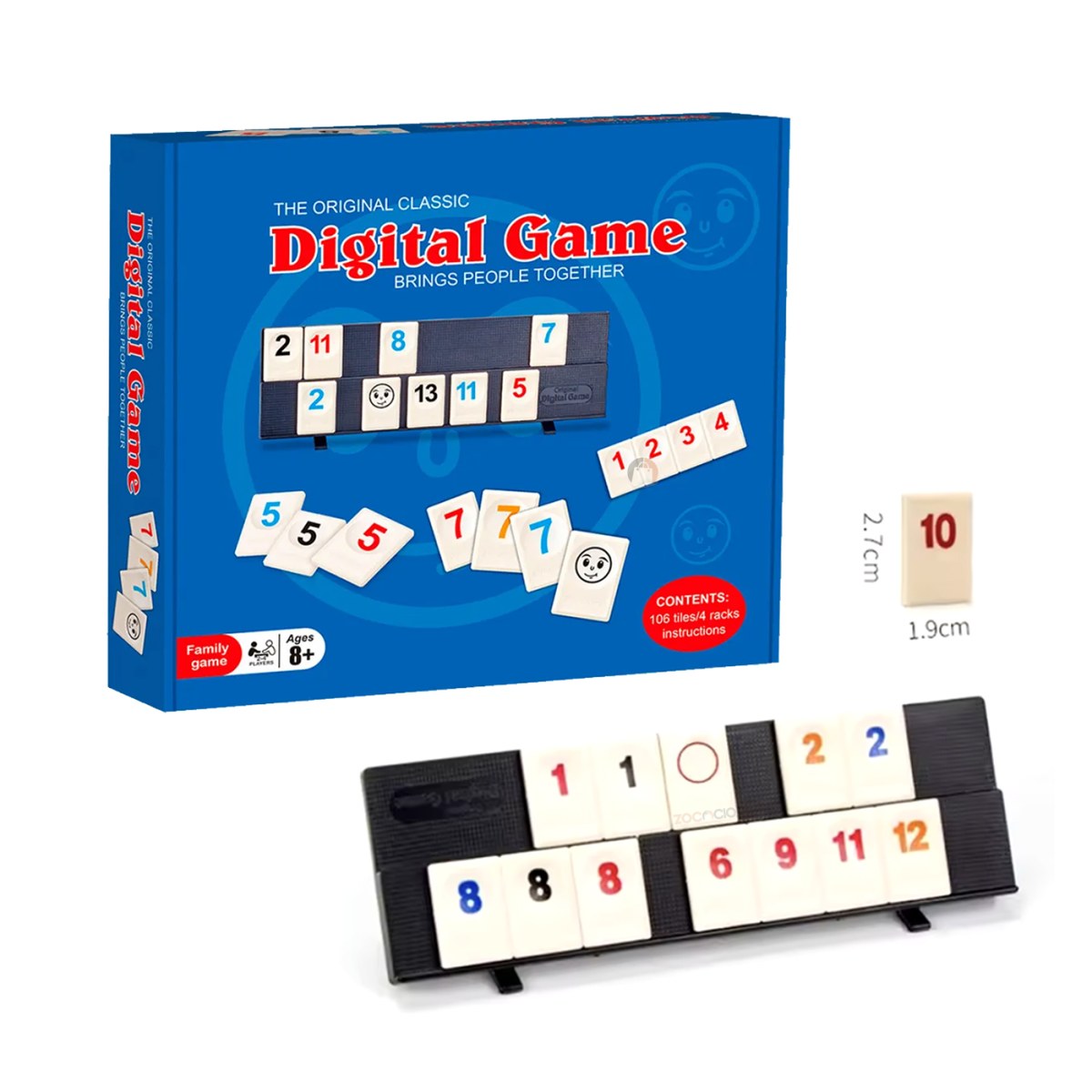Juego de mesa de fichas numeradas, versión de viaje (106 fichas)